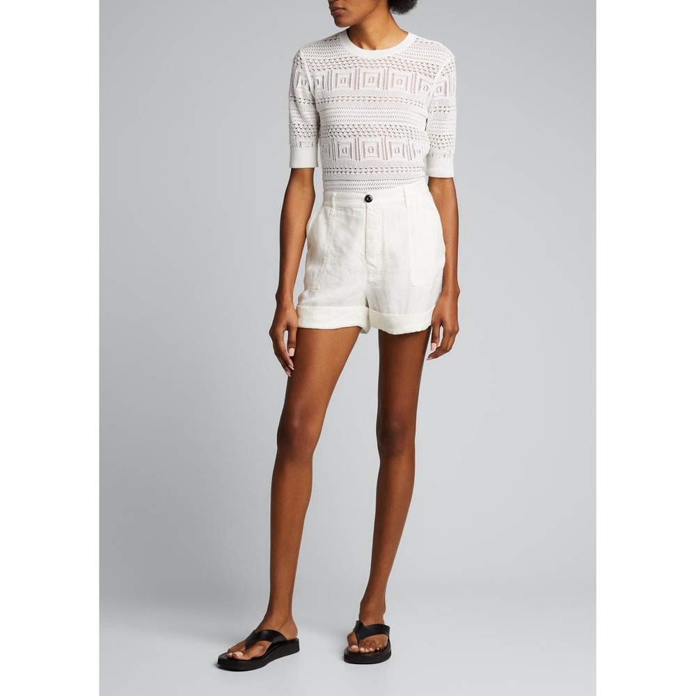 Frame NWT Le Beau 100% Linen Shorts Size XS White